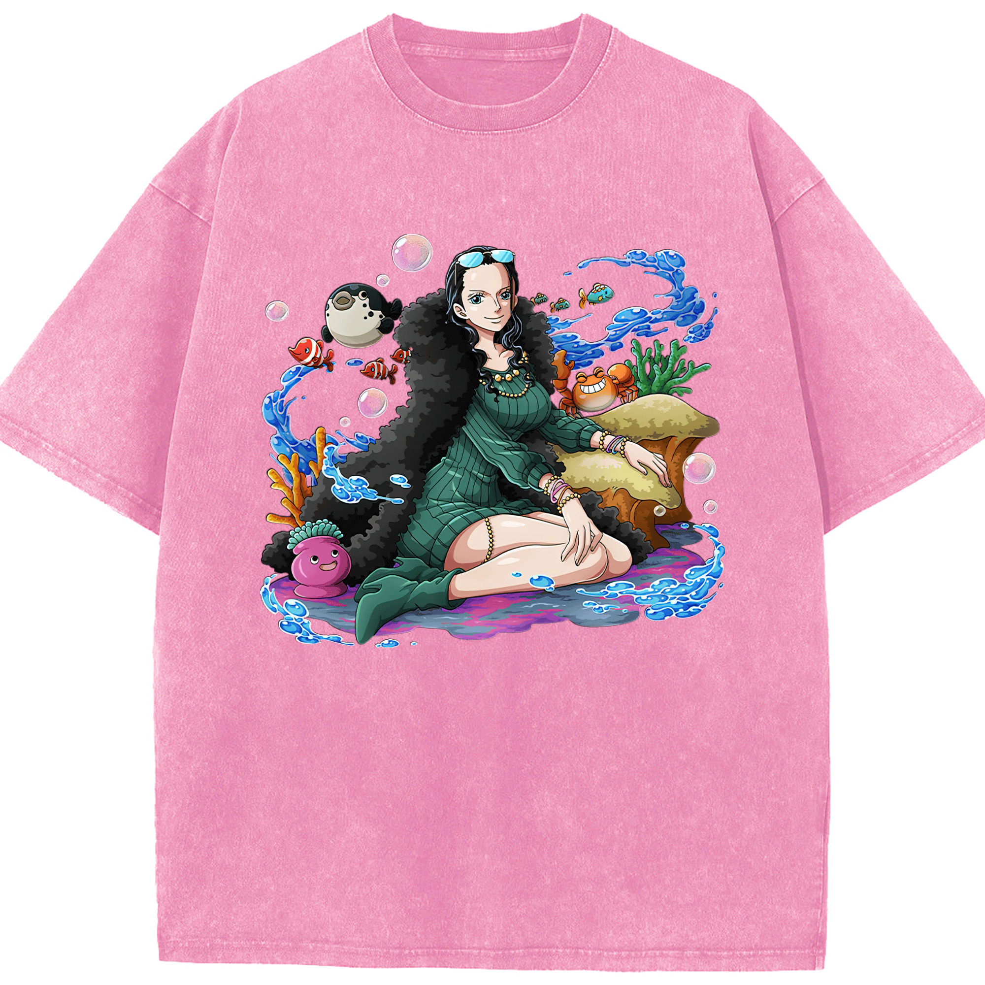 ワンピース ニコ・ロビン ONE PIECE Nico Robin 綿100% ヴィンテージ風 半袖Tシャツ（フロントプリント）